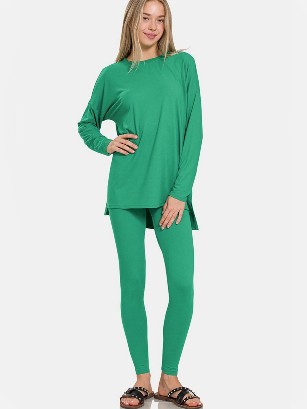 Zenana Full Size Brushed Microfiber Top and Leggings Lounge Set